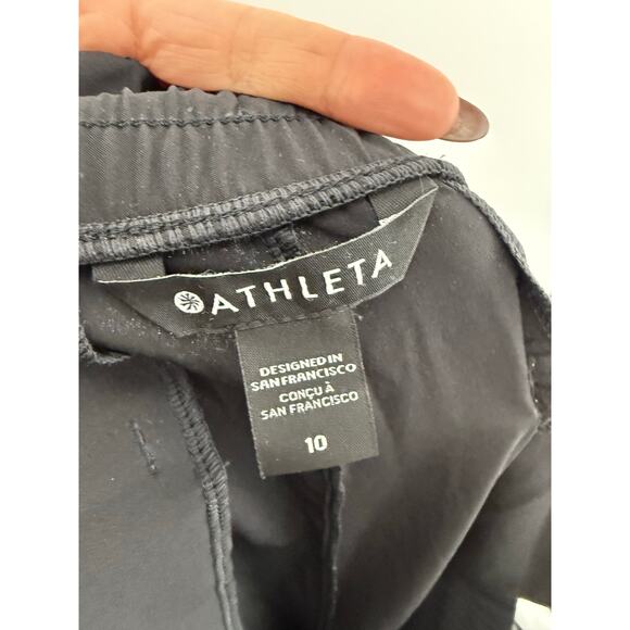 Athleta Avenue Wide Leg Crop Pants Black Stretch Pull-On Flowy Trouser Sz 10 - Picture 9 of 11